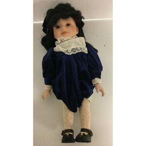 Doll Porcelain ©1994 Heritage Mint Ltd. 14" Navy Blue Dress Lace leggings